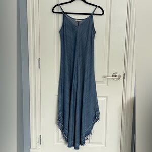 STANDARD & PRACTICES Tencel Maxi Dress Blue XS A-Line Raw Hem